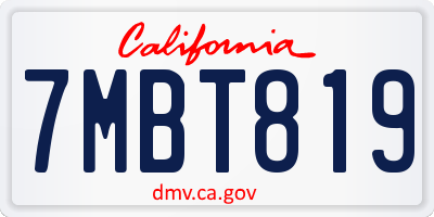 CA license plate 7MBT819