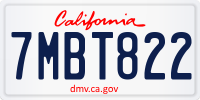 CA license plate 7MBT822