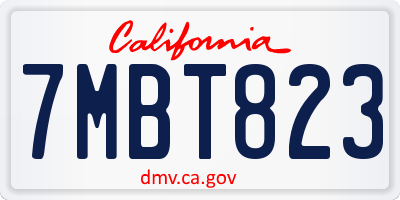 CA license plate 7MBT823