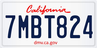 CA license plate 7MBT824