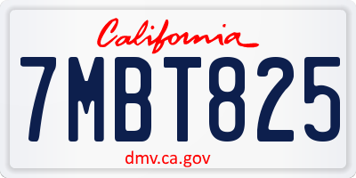 CA license plate 7MBT825