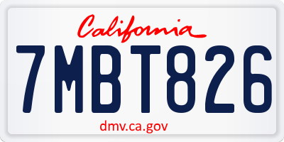 CA license plate 7MBT826