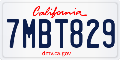 CA license plate 7MBT829