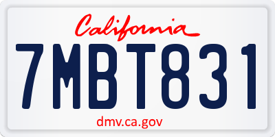 CA license plate 7MBT831