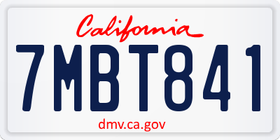 CA license plate 7MBT841