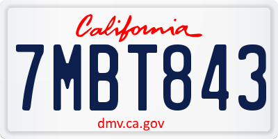 CA license plate 7MBT843