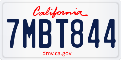 CA license plate 7MBT844
