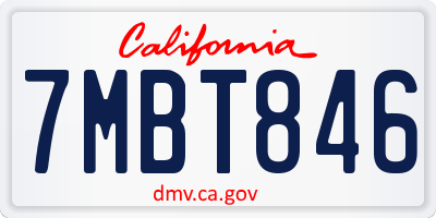CA license plate 7MBT846