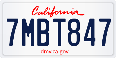CA license plate 7MBT847