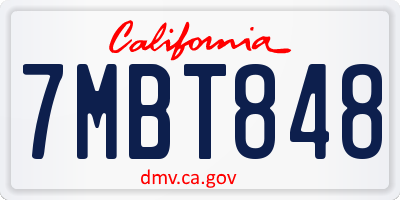 CA license plate 7MBT848
