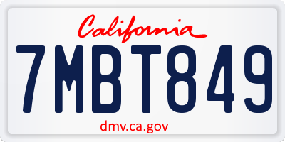 CA license plate 7MBT849