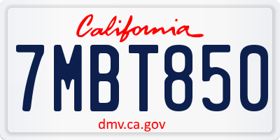 CA license plate 7MBT850