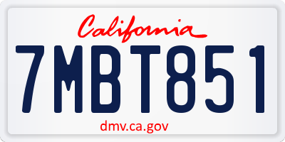 CA license plate 7MBT851
