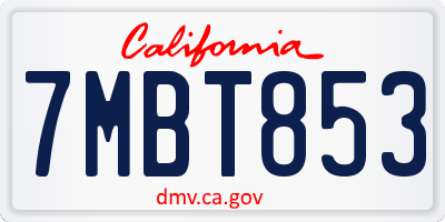 CA license plate 7MBT853