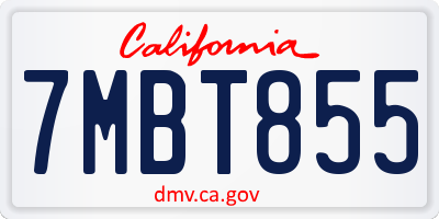 CA license plate 7MBT855