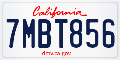CA license plate 7MBT856