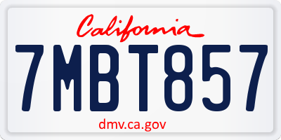 CA license plate 7MBT857