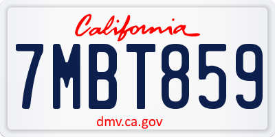 CA license plate 7MBT859