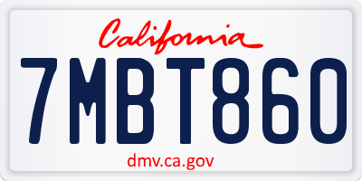 CA license plate 7MBT860