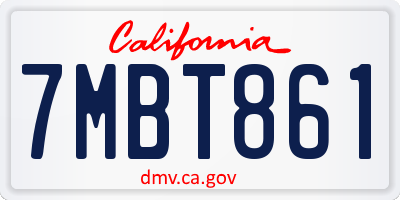 CA license plate 7MBT861