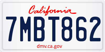 CA license plate 7MBT862