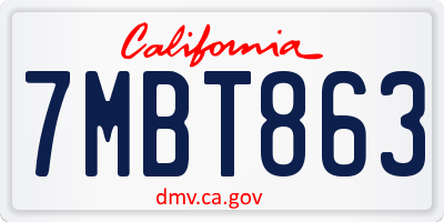 CA license plate 7MBT863