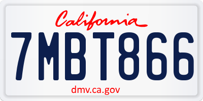 CA license plate 7MBT866