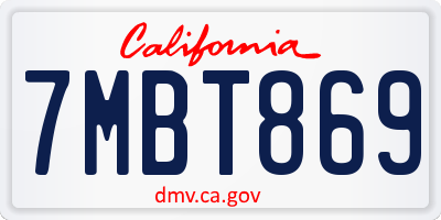 CA license plate 7MBT869