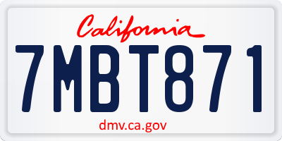 CA license plate 7MBT871