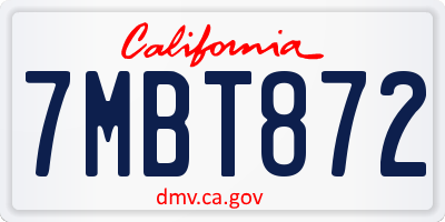 CA license plate 7MBT872