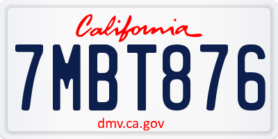 CA license plate 7MBT876