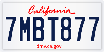 CA license plate 7MBT877