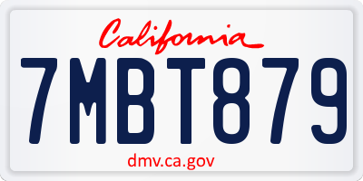 CA license plate 7MBT879