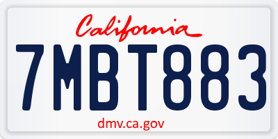 CA license plate 7MBT883