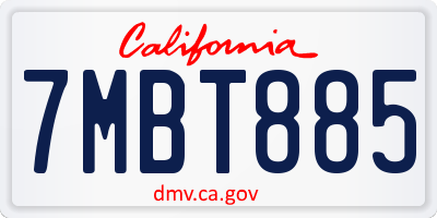 CA license plate 7MBT885