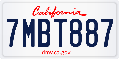 CA license plate 7MBT887