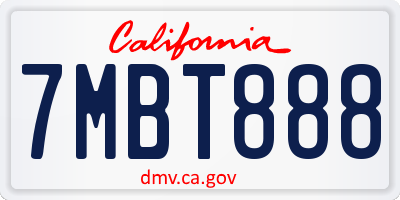 CA license plate 7MBT888