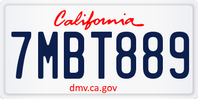 CA license plate 7MBT889