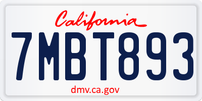 CA license plate 7MBT893