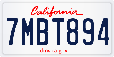CA license plate 7MBT894