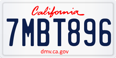 CA license plate 7MBT896