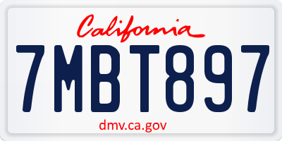CA license plate 7MBT897