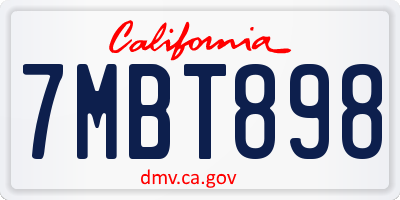 CA license plate 7MBT898