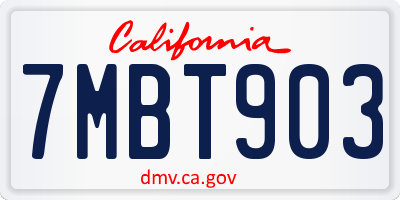 CA license plate 7MBT903
