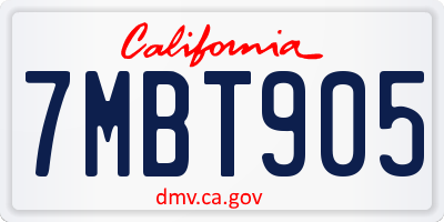 CA license plate 7MBT905