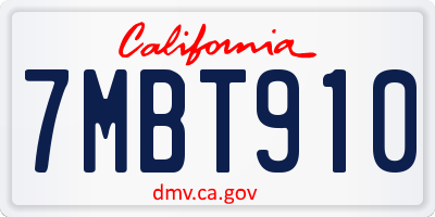 CA license plate 7MBT910