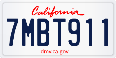 CA license plate 7MBT911