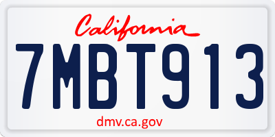 CA license plate 7MBT913