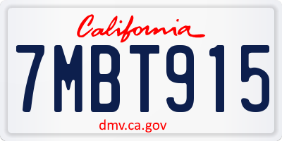 CA license plate 7MBT915