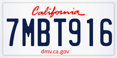 CA license plate 7MBT916